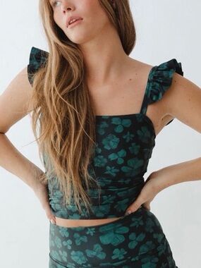 Albion Fit Sea Petal Swim Top Green Clover